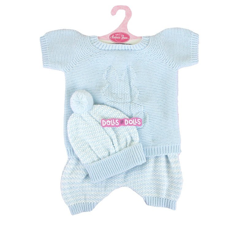 Outfit for Antonio Juan doll 52 cm - Mi Primer Reborn Collection - Blue knitted pyjamas with hat