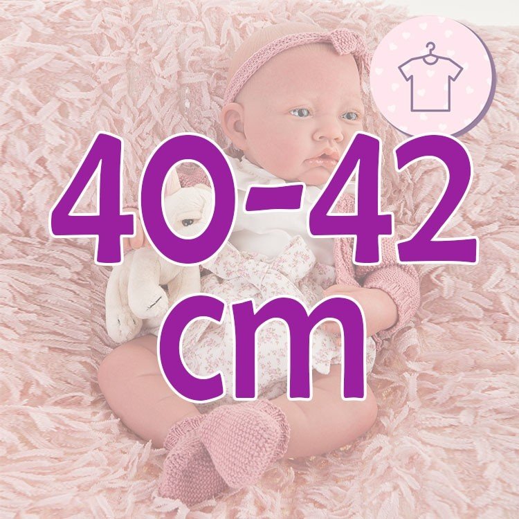 Outfit for Antonio Juan doll 40 - 42 cm - Sweet Reborn Collection - Pink knitted and flower outfit with headband