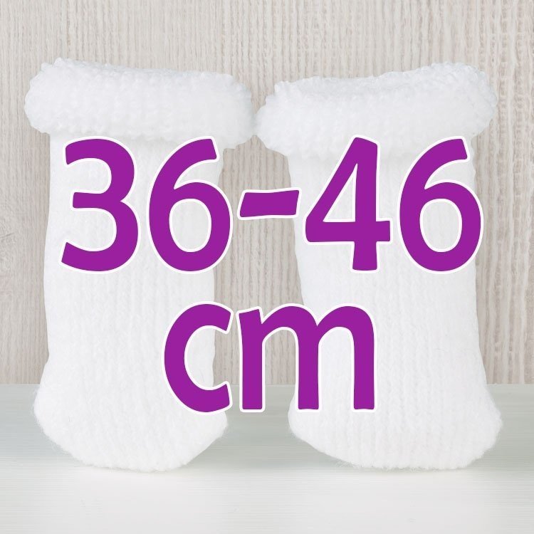 Complements for Así doll 36 to 46 - White wool curl booties