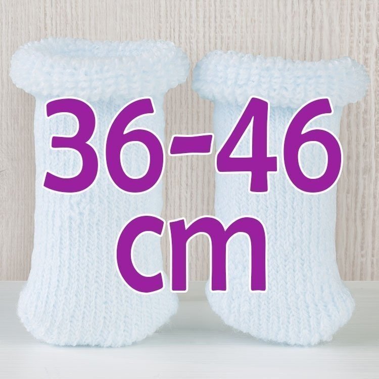 Complements for Así doll 36 to 46 - Light blue wool curl booties