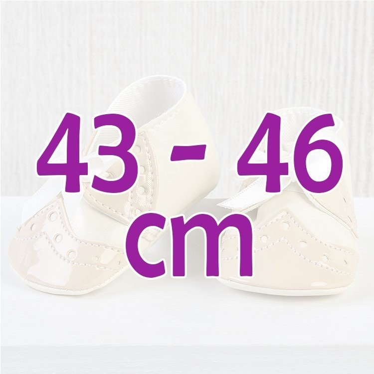 Así doll Complements 43 to 46 cm - Beige baby boots with bow for María, Pablo, Leo and Limited Series doll