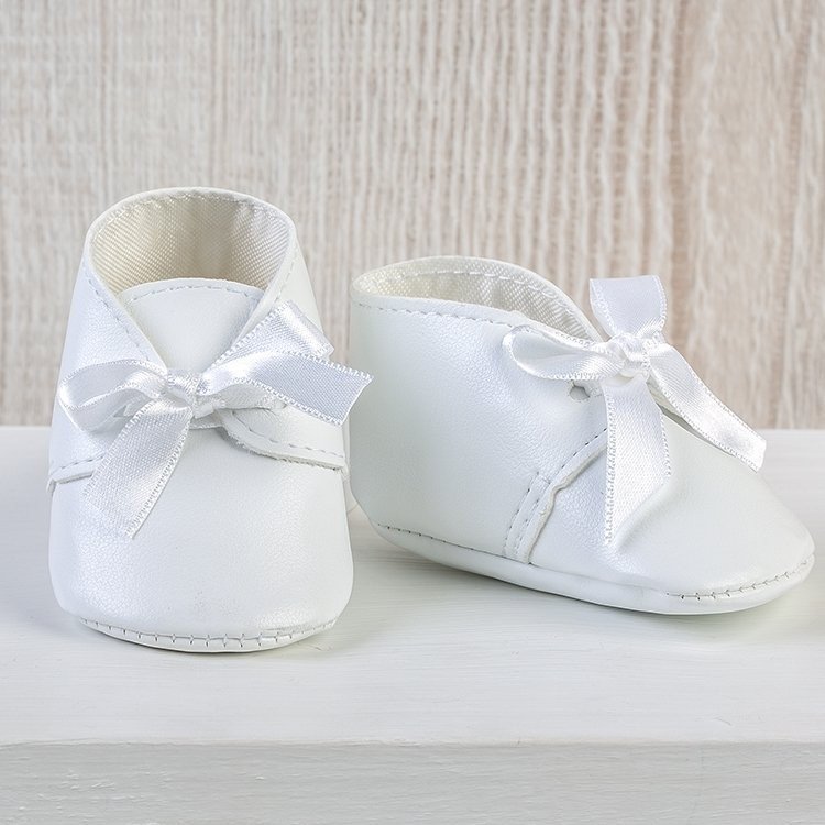 Así doll Complements 43 to 46 cm - White baby boots with bow for María, Pablo, Leo and Limited Series doll
