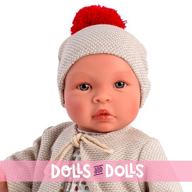 Así doll 46 cm - Leo with beige pea coat and colourful romper
