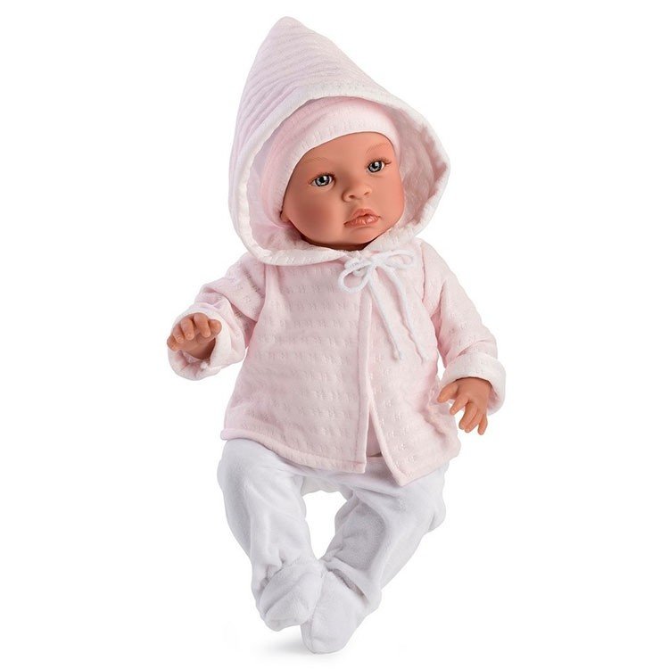 Así doll 46 cm - Leo with pink duffle coat and white leggings
