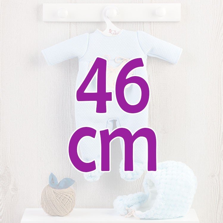 Outfit for Así doll 46 cm - Light-blue baby romper with beige pocket for Leo