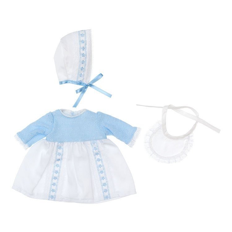 Outfit for Así doll 28 cm - Long white dress with hat and bib for Gordi