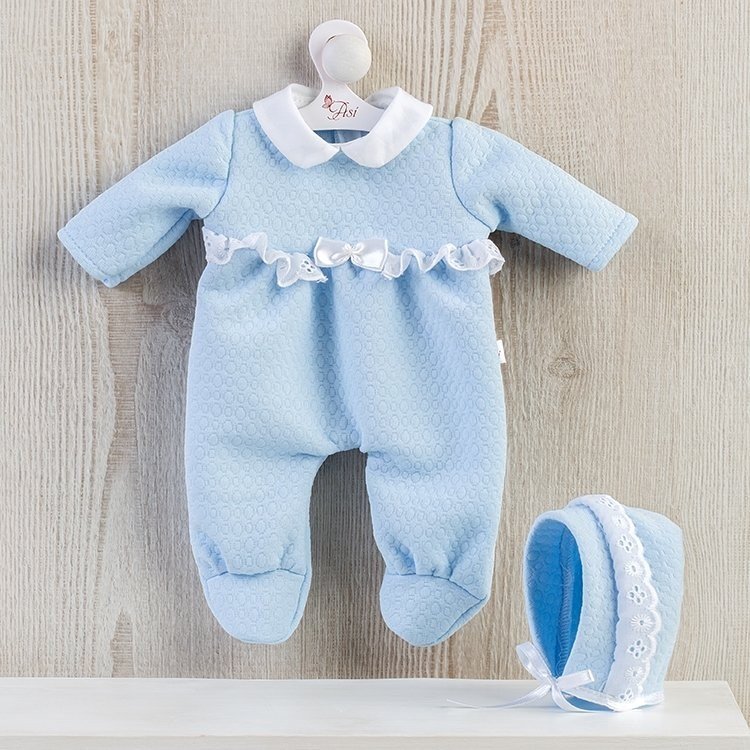 Outfit for Así doll 36 cm - Light-blue romper with white lace for Koke
