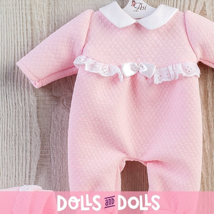 Outfit for Así doll 36 cm - Pink romper with white lace for Koke