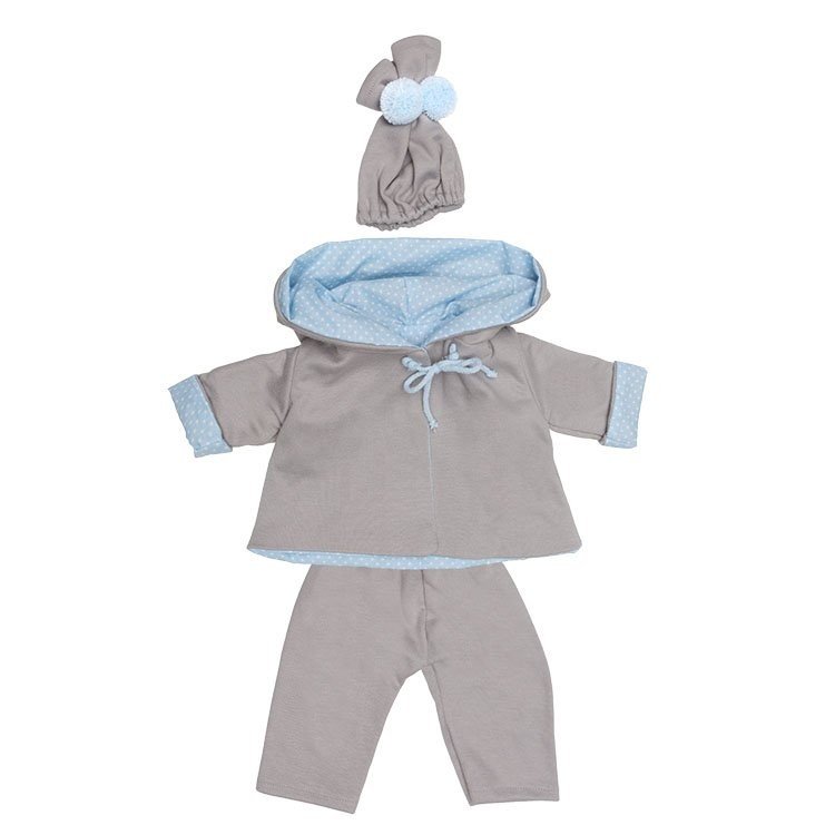 Outfit for Así doll 46 cm - Blue-grey reversible jacket set 