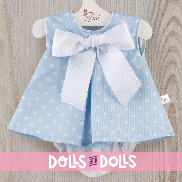 Outfit for Así doll 46 cm - Light blue dress with white stars for Leo doll