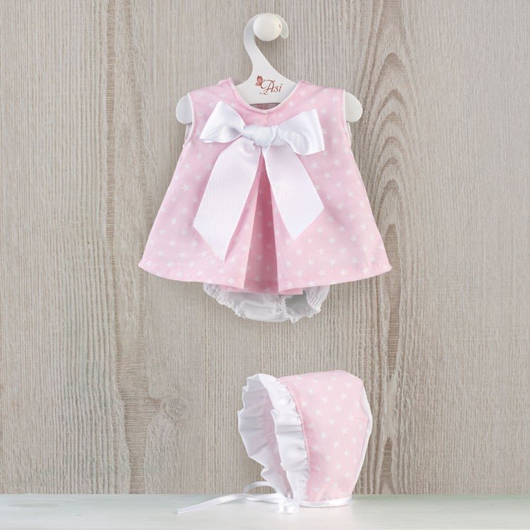 Outfit for Así doll 46 cm - Pink dress with white stars for Leo doll