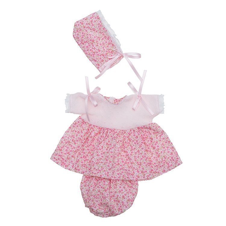 Outfit for Así doll 36 cm - Pink flowers dress with hat for Koke doll