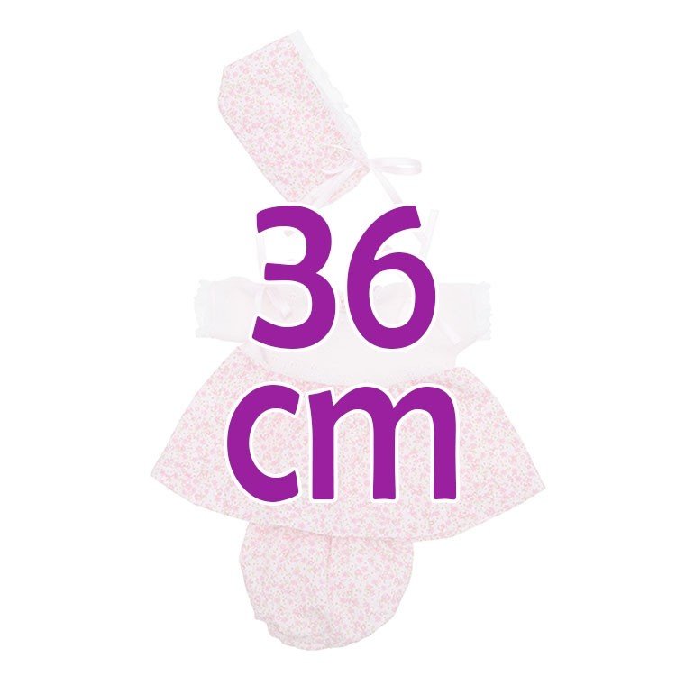 Outfit for Así doll 36 cm - Pink flowers dress with hat for Koke doll