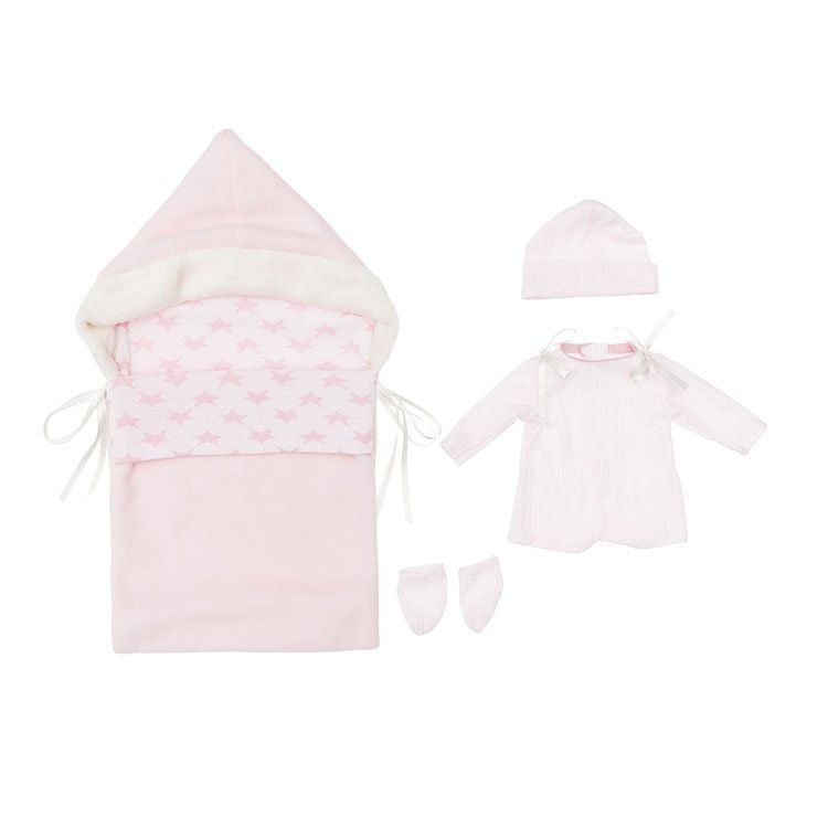 Outfit for Así doll 36 cm - Pink body, hat and booties for Koke doll