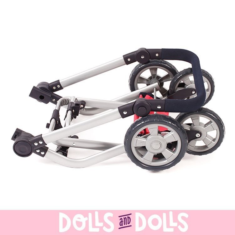 Mika pram 74,5 cm convertible to pushchair for dolls - Bayer Chic 2000 - Navy-Coral with polka dots
