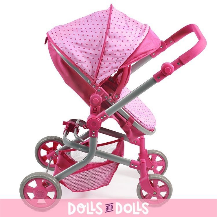 Mika pram 74,5 cm convertible to pushchair for dolls - Bayer Chic 2000 - Dots Pink