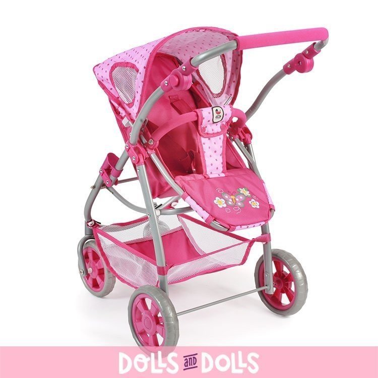 Emotion 3 in 1 doll pram 77 cm - Chair, carrycot and car seat combination - Bayer Chic 2000 - Dots Pink