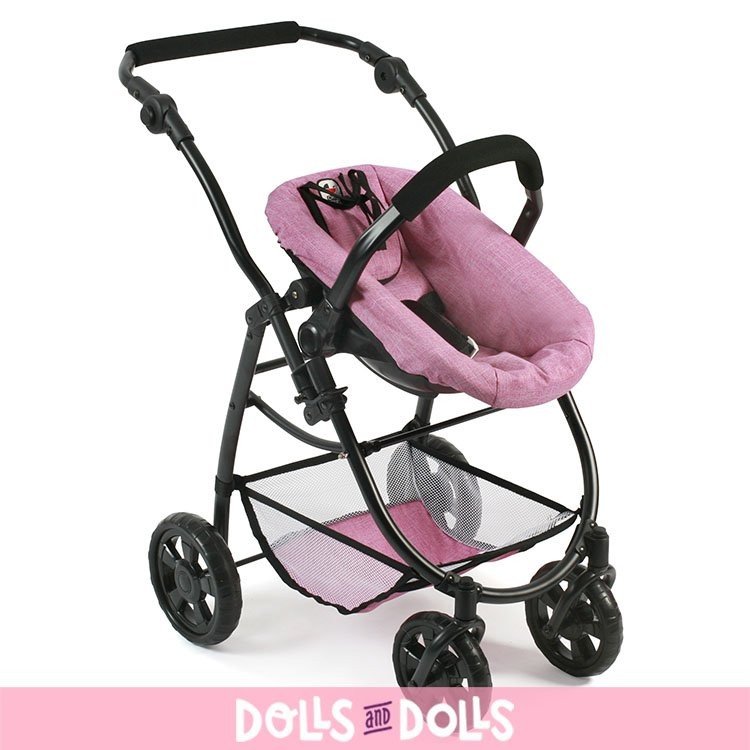 Emotion 3 in 1 doll pram 77 cm - Chair, carrycot and car seat combination - Bayer Chic 2000 - Jeans Pink