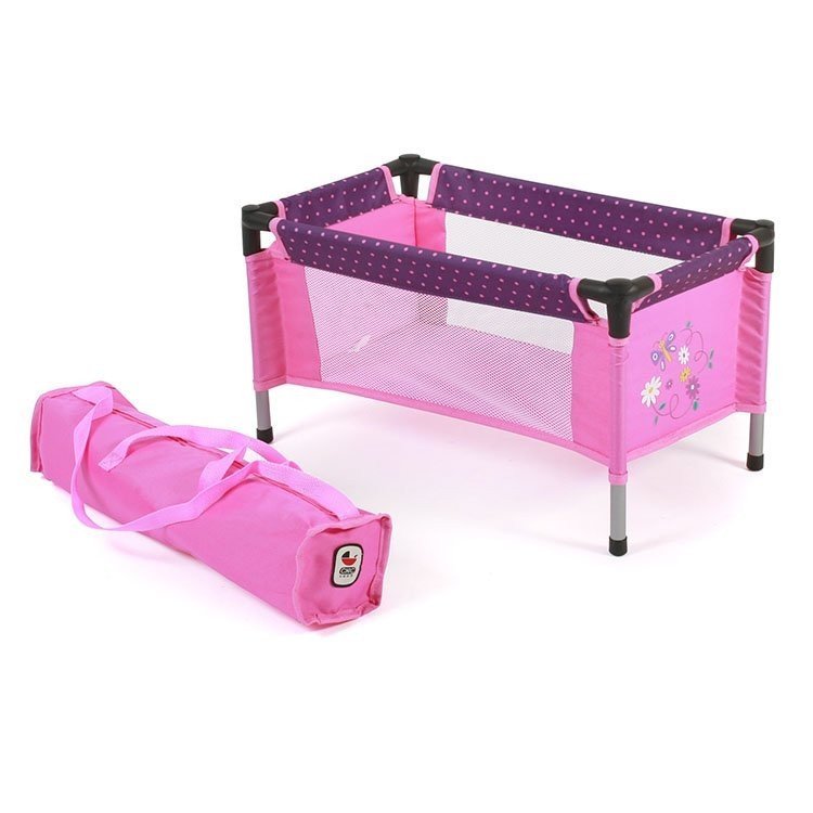 Travel Crib For Dolls To 45 Cm Bayer Chic 2000 Dots Purple