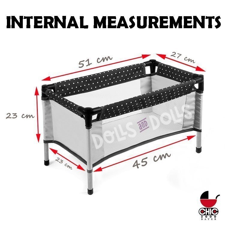Travel crib for dolls 45 cm - Bayer Chic 2000 - Red and circles pattern