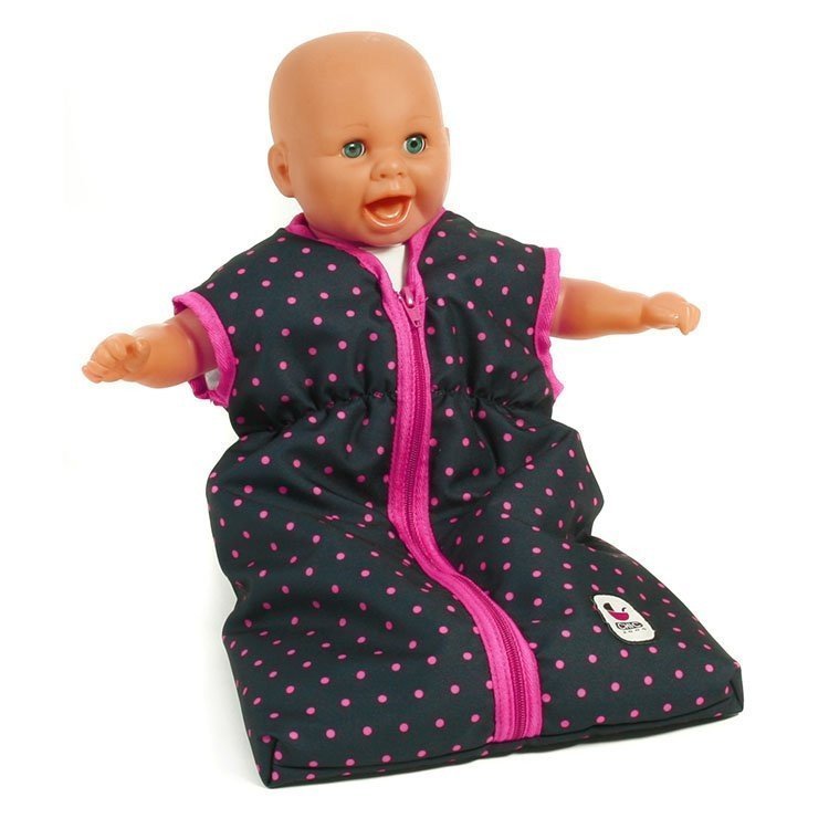 Sleeping bag for dolls to 55 cm - Bayer Chic 2000 - Fuchsia and Navy with polka dots
