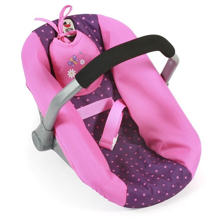 Car Seat for dolls of 46 cm - Bayer Chic 2000 - Dots Purple Pink