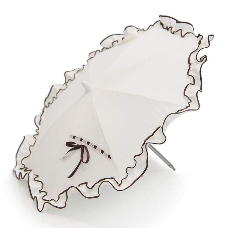Parasol for Bebelux doll pram-pushchair - Beige pique with Chocolate colour trim