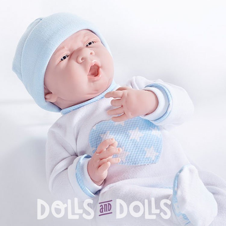 Berenguer Boutique doll 38 cm - 18056 La newborn  (boy) with pajamas with blue heart