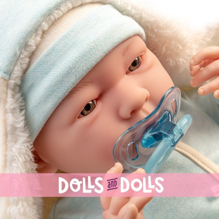 Berenguer Boutique doll 39 cm - 18790 The newborn with blue outfit, bear blanket and accessories