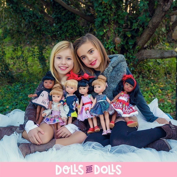 Berjuan doll 35 cm - Gretta mixed race with pink dress