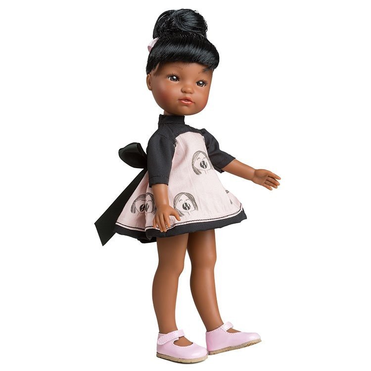 Berjuan doll 35 cm - Gretta mixed race with pink dress