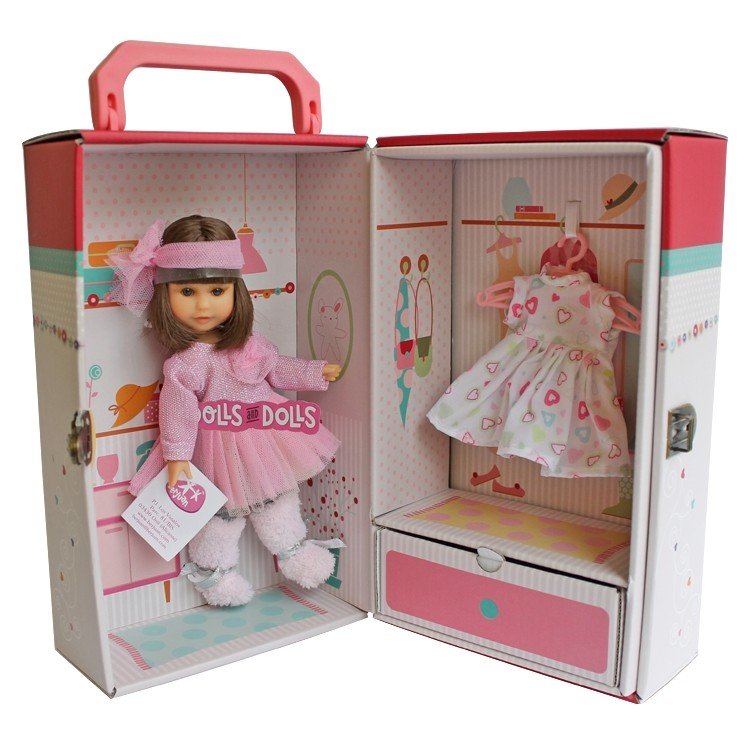 Berjuan doll 22 cm - Boutique dolls - Irene brunette with closet and dress