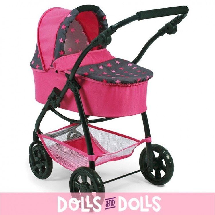 Emotion 2 in 1 doll pram 77 cm - Chair and carrycot combination - Bayer Chic 2000 - Fuchsia stars
