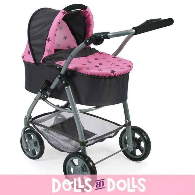 Emotion 3 in 1 doll pram 77 cm - Chair, carrycot and car seat combination - Bayer Chic 2000 - Grey stars