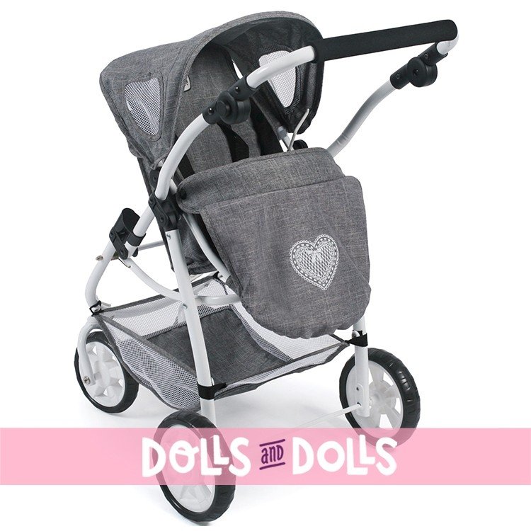 Emotion 3 in 1 doll pram 77 cm - Chair, carrycot and car seat combination - Bayer Chic 2000 - Grey denim