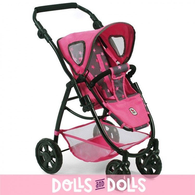 Emotion 2 in 1 doll pram 77 cm - Chair and carrycot combination - Bayer Chic 2000 - Fuchsia stars