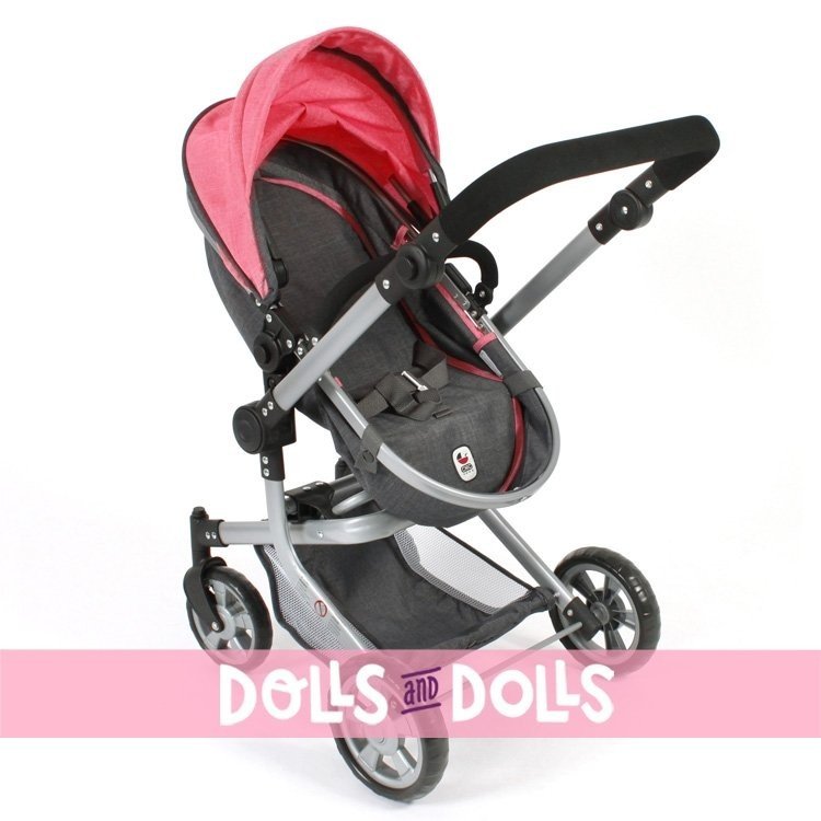 Mika pram 74,5 cm convertible to pushchair for dolls - Bayer Chic 2000 - Coral-Grey