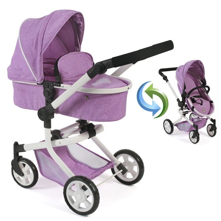 Mika pram 74,5 cm convertible to pushchair for dolls - Bayer Chic 2000 - Lilac
