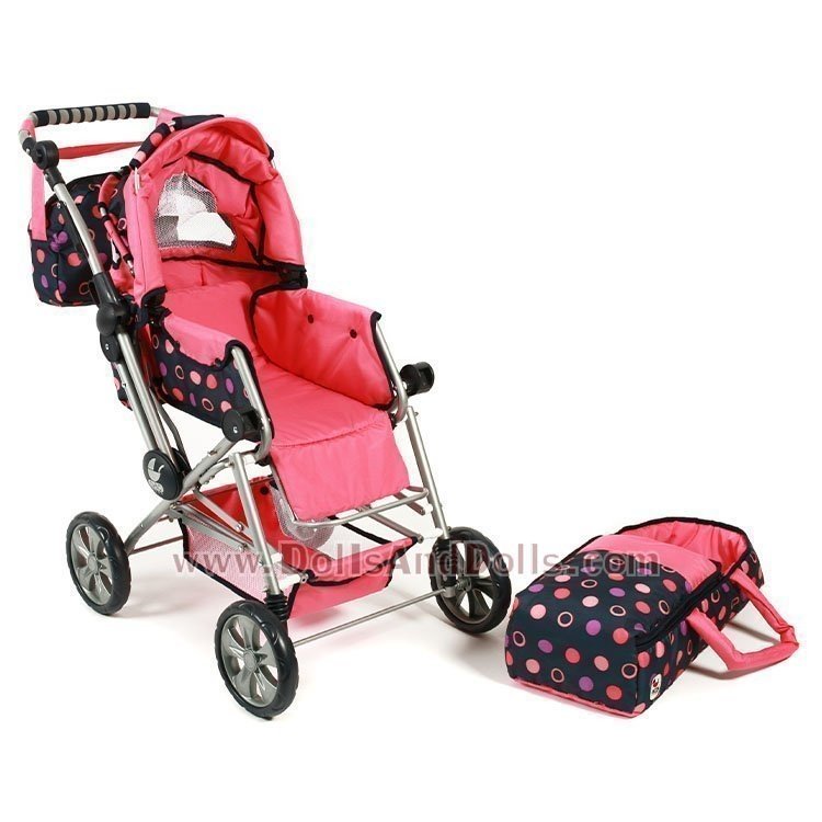 Cochecito Chic Road Star Rosa-Marino circulos 85 cm