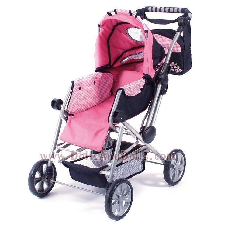 Road Star doll pram 82 cm - Bayer Chic 2000 - Pink and Navy