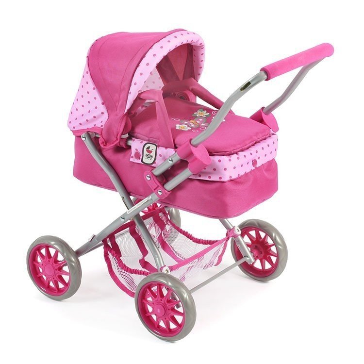 Smarty small pram 57 cm for dolls - Bayer Chic 2000 - Dots Pink