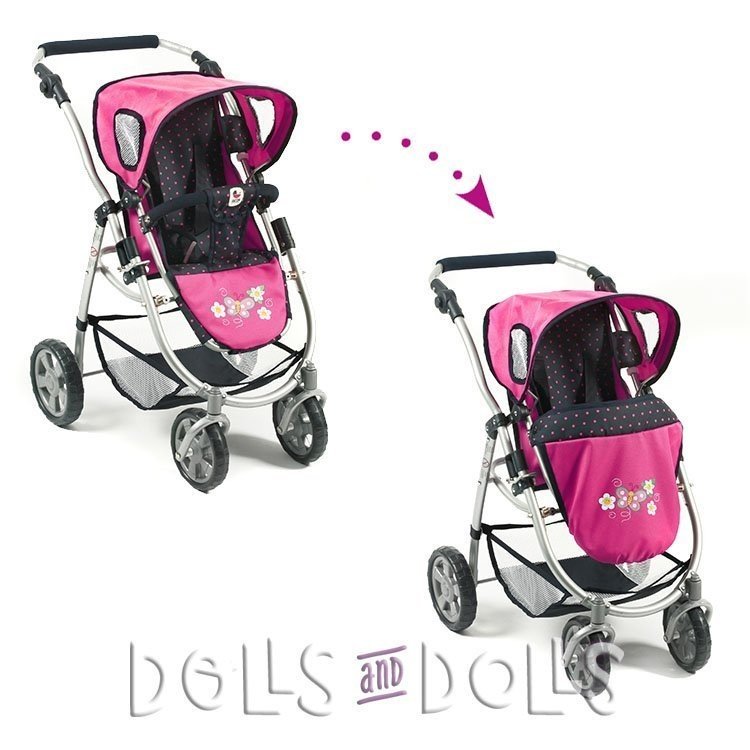 Combination chair and carrycot Chic Emotion 2 in 1 Fuchsia and Navy with polka dots 77 cm