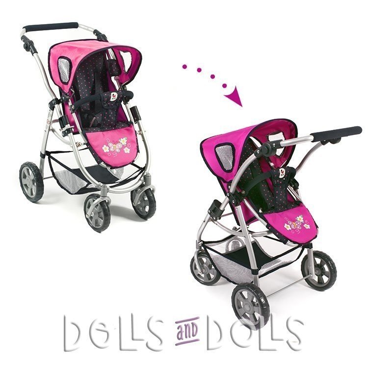 Combination chair and carrycot Chic Emotion 2 in 1 Fuchsia and Navy with polka dots 77 cm