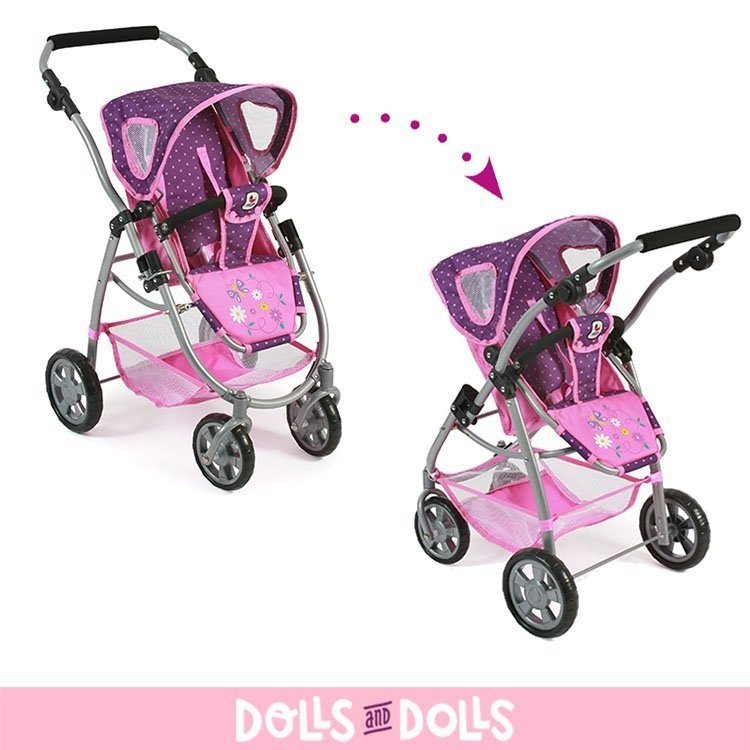 Emotion 2 in 1 doll pram 77 cm - Chair and carrycot combination - Bayer Chic 2000 - Dots Purple Pink
