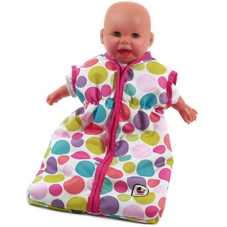 Sleeping bag for dolls to 55 cm - Bayer Chic 2000 - Fuchsia and colored bubbles