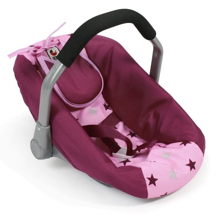 Car Seat for dolls of 46 cm - Bayer Chic 2000 - Raspberry-pink stars