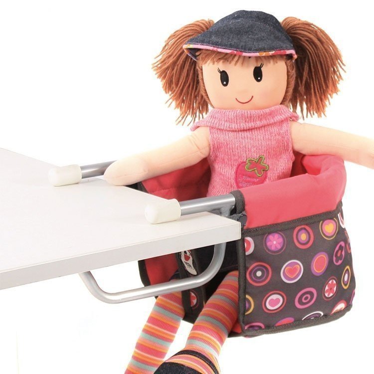 Lifted chair for table for dolls to 60 cm - Bayer Chic 2000 - Fuchsia and Gray with circles
