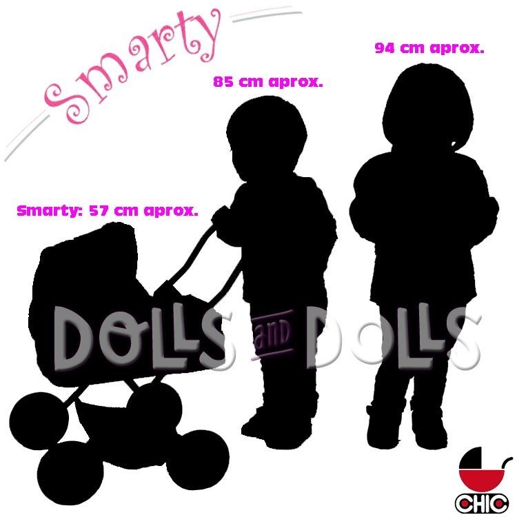 Smarty small pram for dolls - Bayer Chic 2000 - Fuchsia and Navy with polka dots 57 cm