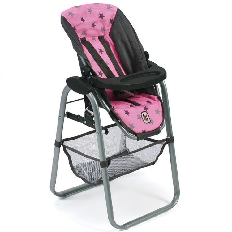 Doll High Chair for dolls to 55 cm - Bayer Chic 2000 - Grey stars