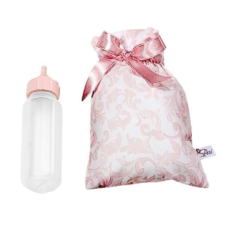 Complements for Así doll - Pink paisley bottle bag with bottle
